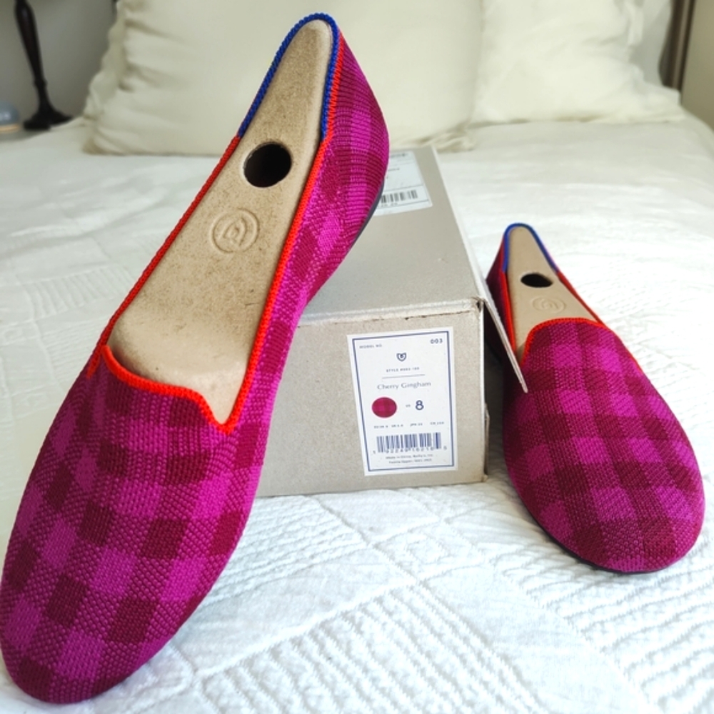 Rothy's Cherry Gingham Women's Flats Size 8